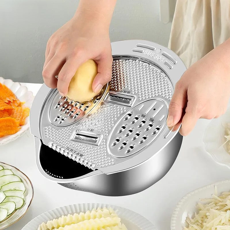 Lisslune | All-in-One Stainless Steel Kitchen Drain Slicer Bowl