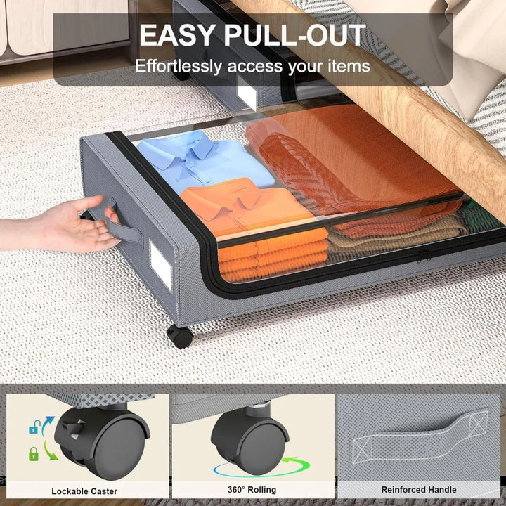 Lisslune | Under-bed storage stackable rolling box organizer