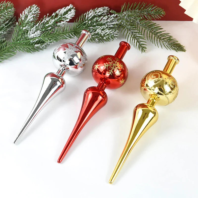 Rynx Christmas Tree Topper 23cm Red Gold Silver Top Shaped Ornament Decorations for Home Christmas Noël Natal Gift New Year