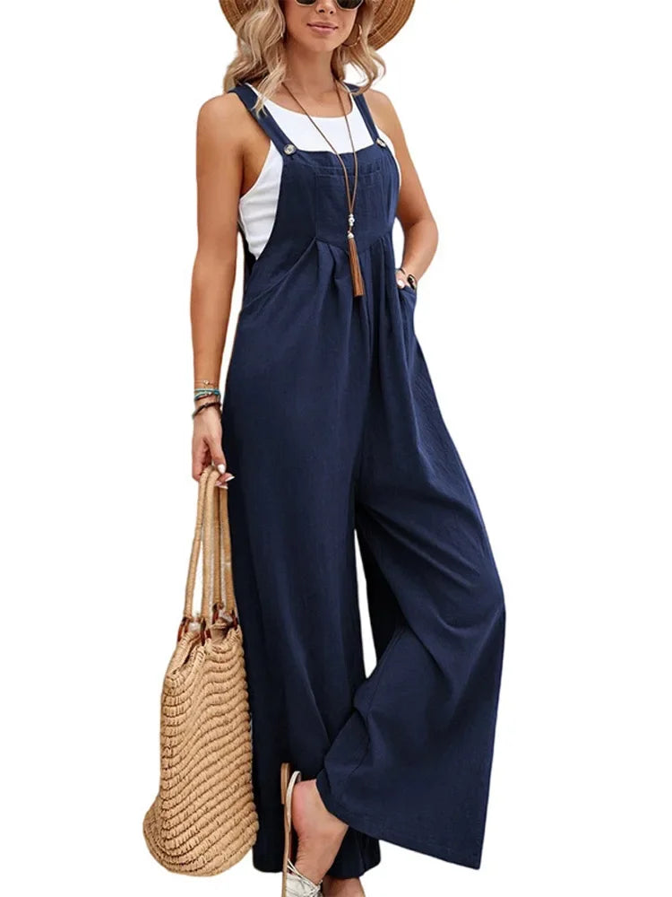 Lisslune | Women's Loose Fit Fashion Overalls Wide Leg Baggy Overalls Jumpsuit Dungarees Summer Jumpsuit Casual Elegant Overalls Summer