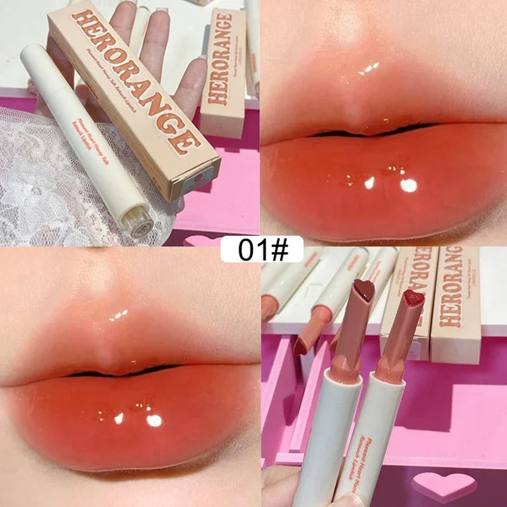 Rynx | New Mirror Glass Solid Lip Lacquer Water Light Heart Shape Lipstick Pen Clear Oil Gel Lip Balm Korean Tint Makeup Girl Cosmetics