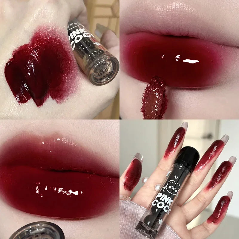 Rynx | New Jelly Mirror Black Tube Lipstick Long-lasting Non-sticky Cup Moisturizing Water Light Lip Balm Korean Lip Makeup Cosmetics 1 Piece