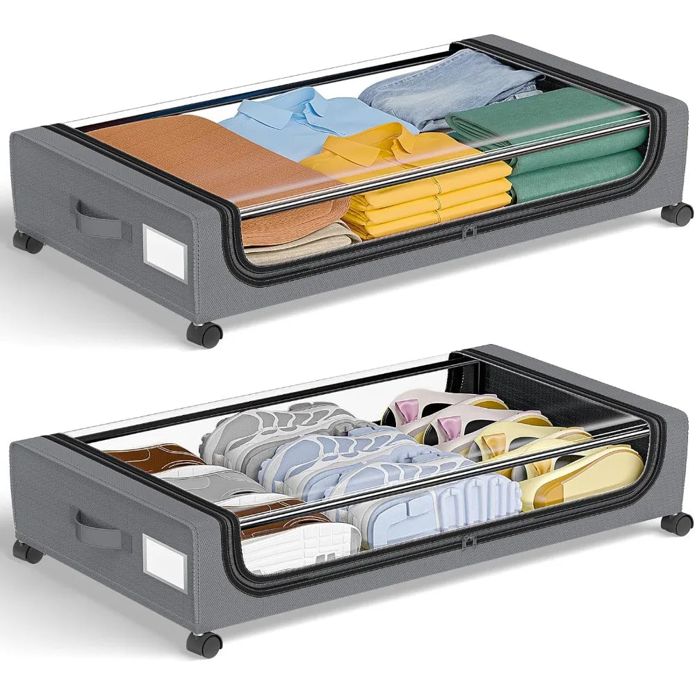 Lisslune | Under-bed storage stackable rolling box organizer