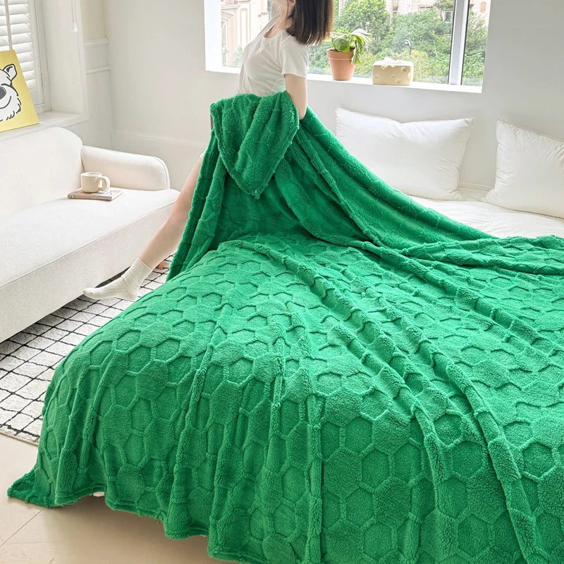 Rynx | New Tafu Velvet Cross Border Double-Sided Jacquard Football Grid Thick Duvet Cover for Bedding Sofa