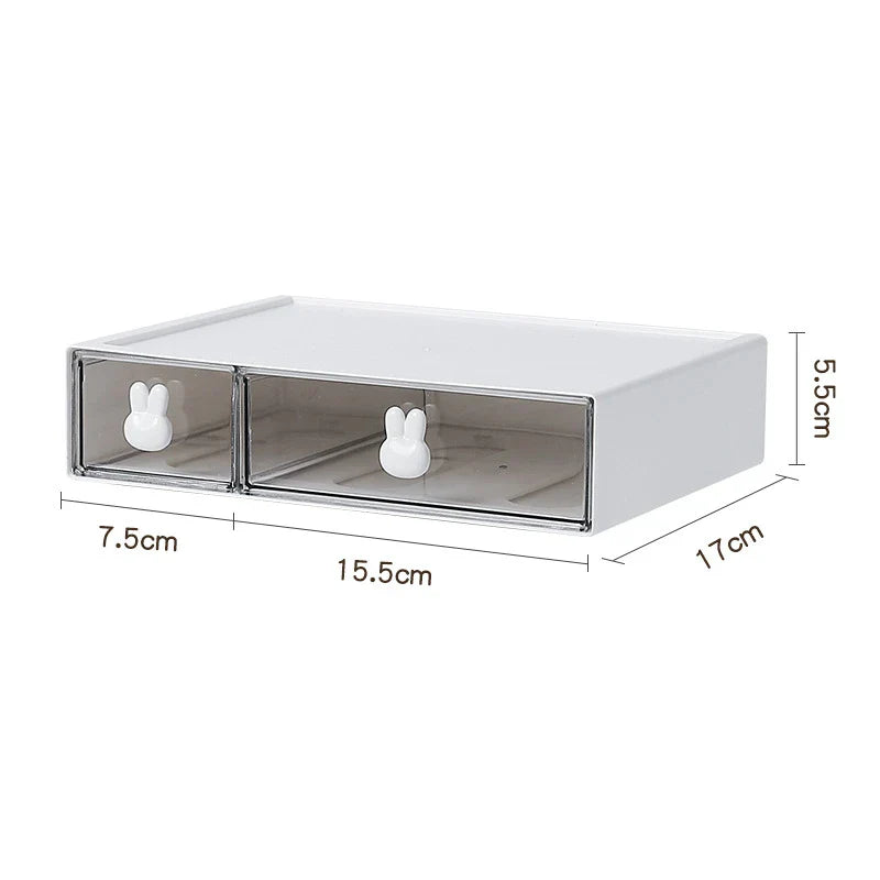 Rynx | Desktop Cosmetics Kawaii Stationery Storage Box Ins Plastic Drawer Storage Pen Cabinet Office Desk Stackable Storage Organization