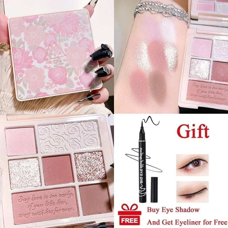 Rynx | Cement Gray Black Eyeshadow Palette Makeup Eyes Glitter Contour Pigments Palette Pearly Shine Fashion Korean Eyeshadow Makeup