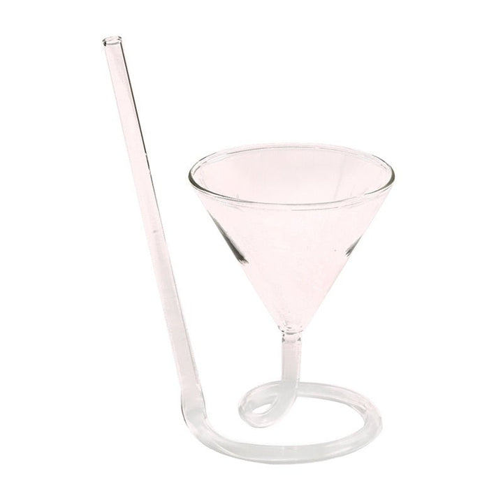 Lisslune | Creative spiral martini cocktail glass with straw