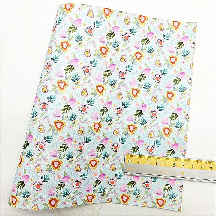 Lisslune | Iridescent synthetic leather crafting sheet with sparkling star and heart design - 21x29CM