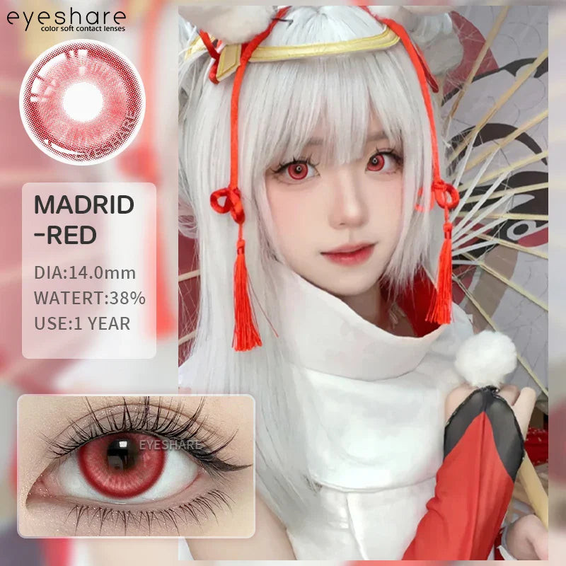 Rynx | 1 Pair Colored Contact Lenses Purple Eye Lenses Yearly Cosplay Red Lenses Cosmetic Contact Halloween Gentle Makeup Pupils