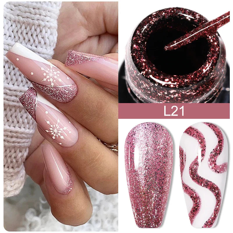 Rynx | 5ml Colorful Reflective Liner Gel Nail Polish Super Bright Painting Glitter Gel Graffiti Stripe Design Polish Manicure