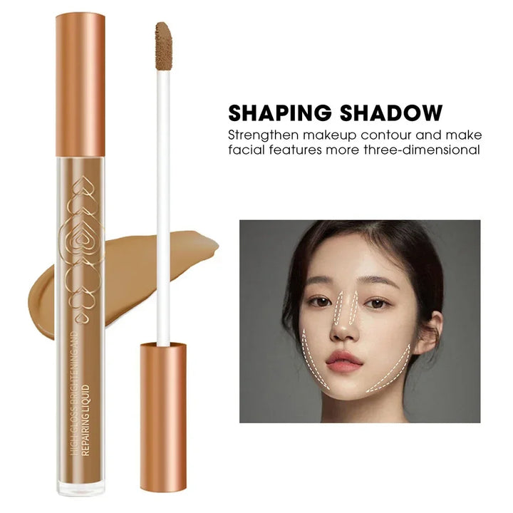 Rynx | Liquid Contour Bronzer Stick 2 in 1 Brightens the Skin Warm Shade Brown Nose Shadow Contour Matte Highlighter Face Bronzer Make-up