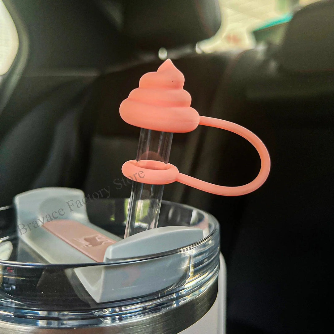 Lisslune | Verspellen Poop Theme Silicone Straw Caps for Stanley Tumblers - Cute Drink Protectors
