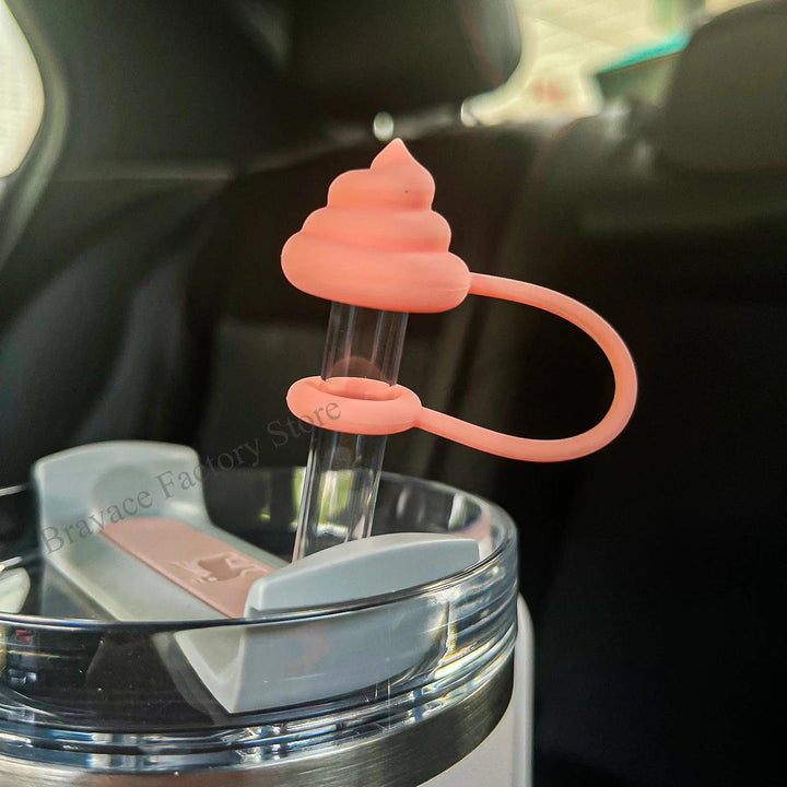 Lisslune | Verspellen Poop Theme Silicone Straw Caps for Stanley Tumblers - Cute Drink Protectors