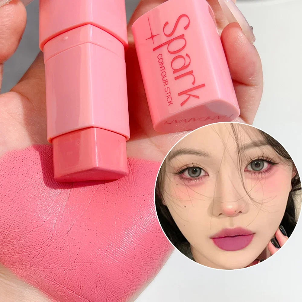 Rynx | Heart-shaped Highlighter Blush Stick Brightening Face Blush Cream Waterproof Contour Illuminator Highlight Blush Korean Makeup