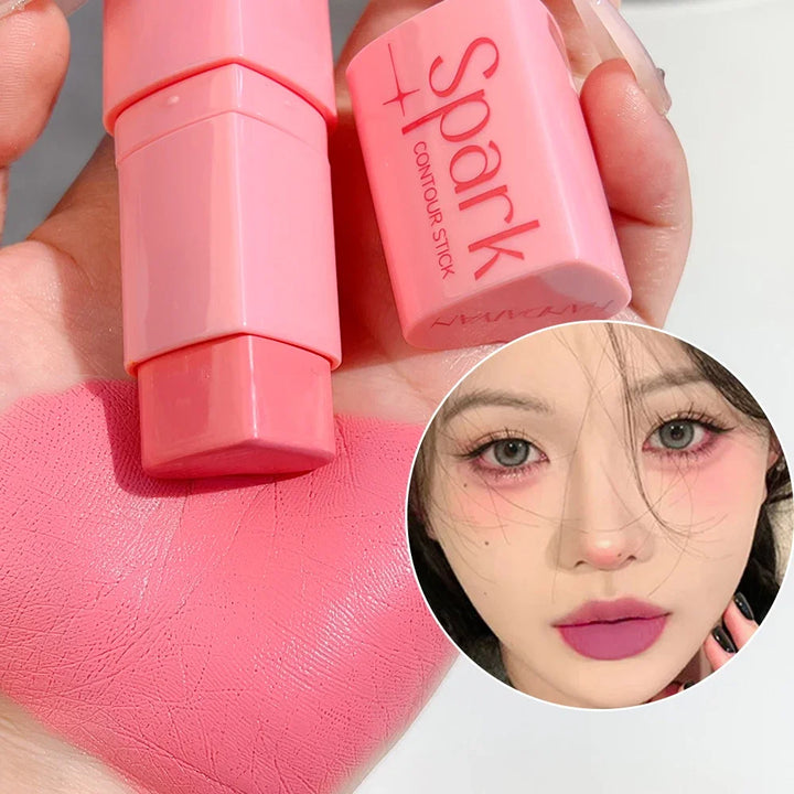 Rynx | Heart-shaped Highlighter Blush Stick Brightening Face Blush Cream Waterproof Contour Illuminator Highlight Blush Korean Makeup
