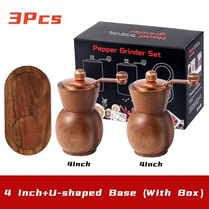 Lisslune | Elegant hand-operated wooden spice mill set with adjustable ceramic core