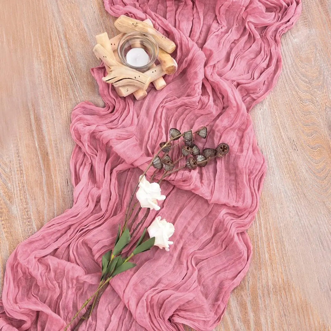 Rynx | Semi-transparent cheesecloth table runner for weddings, sage green Elegant country house decoration, Perfect for birthday parties Banquets arches Cake decor
