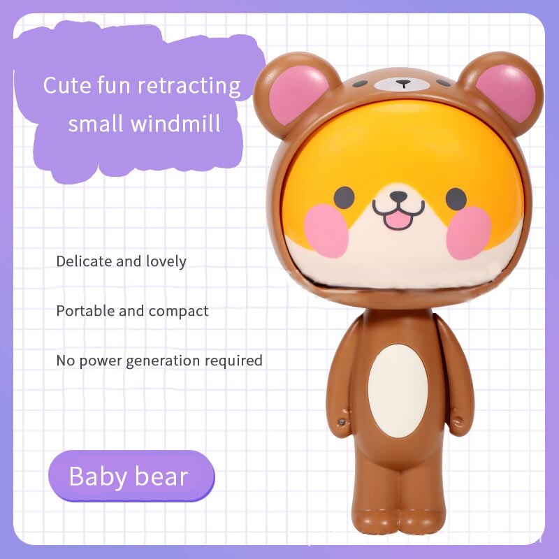 Lisslune | Cute Cartoon Hand Press Foldable Fan