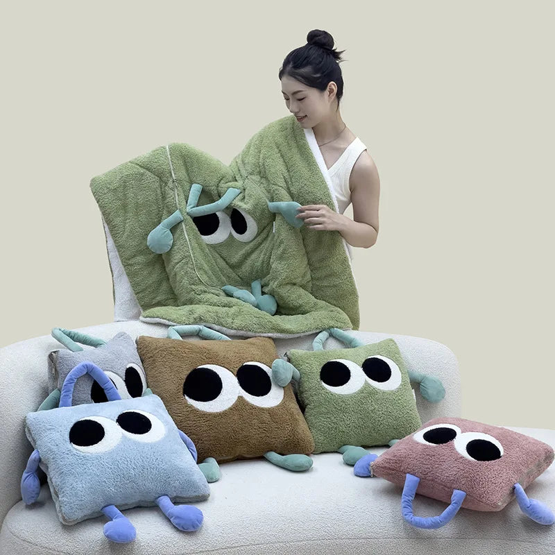 Lisslune | Cute Monster Portable Soft Throw Pillow Blanket