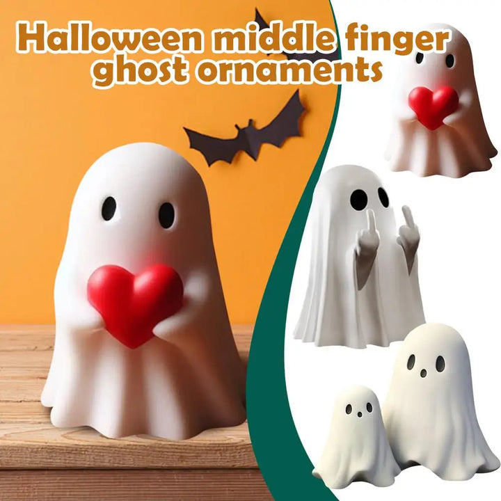 Rynx | Halloween Middle Finger Ghost Decoration Cute Ghost Statue For Home Fireplace Decor Smooth Surface Enhance Festive Atmosphere