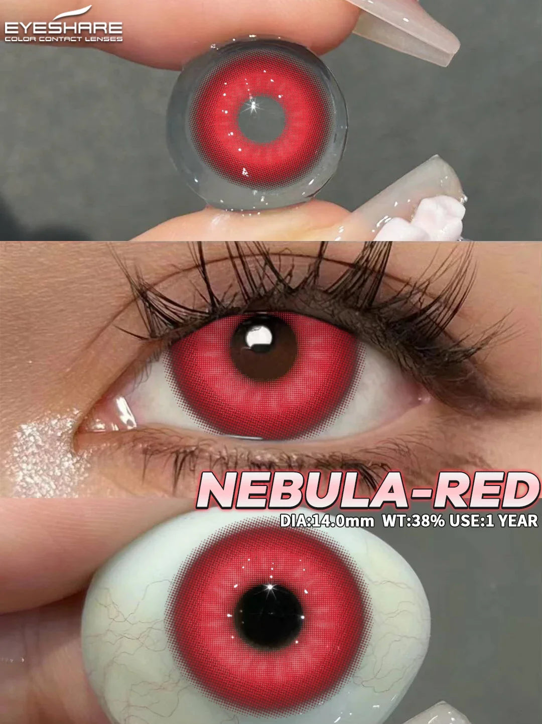 Rynx | 1 Pair Colored Contact Lenses Purple Eye Lenses Yearly Cosplay Red Lenses Cosmetic Contact Halloween Gentle Makeup Pupils