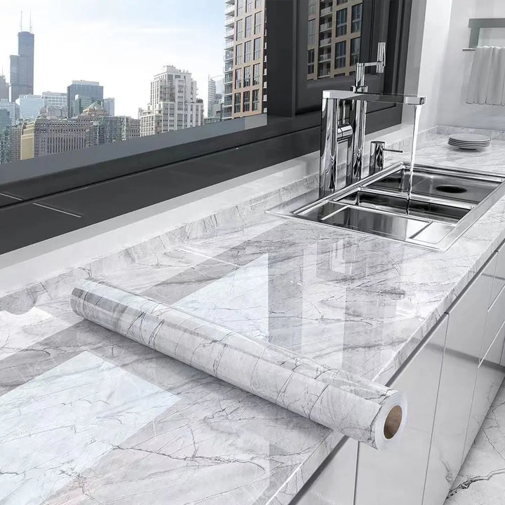 Lisslune | Marble Kitchen Oil-Proof Film - Self-Adhesive Waterproof Wallpaper for Stove, Countertop, Cabinet, Tile Renovation