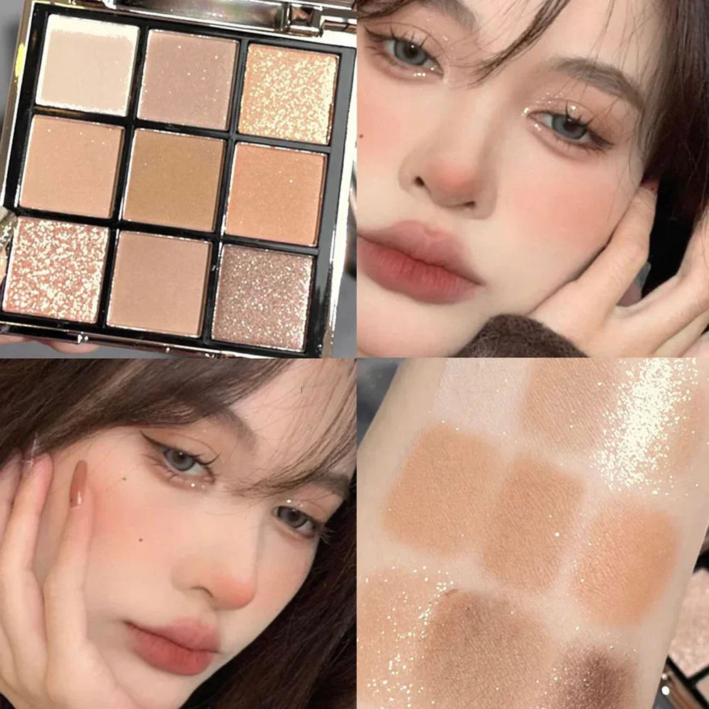 Rynx | New Glitter Eyeshadow Palette Pink Brown Pearl Gold Matte Shadows Nude Long-lasting Highlighter Powder Shiny Eye Cosmetics