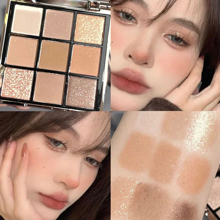 Rynx | New Glitter Eyeshadow Palette Pink Brown Pearl Gold Matte Shadows Nude Long-lasting Highlighter Powder Shiny Eye Cosmetics