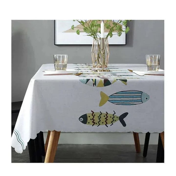 Lisslune | Rectangular Stain-Resistant Tablecloth with Aquatic Design