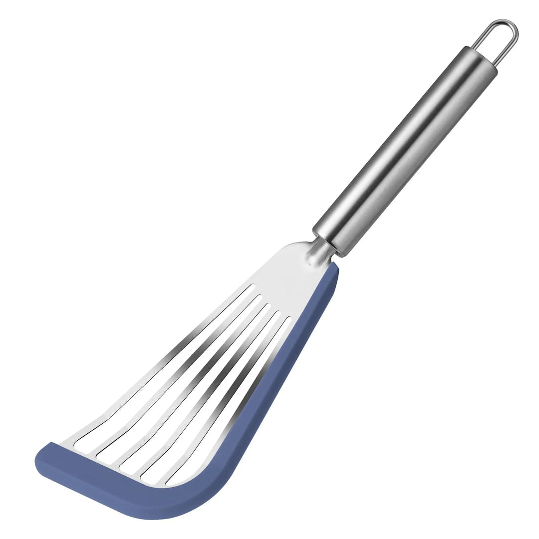 Lisslune | Silicone-Edged Fish Spatula - Stainless Steel, Heat-Resistant, Slotted Turner for Cooking