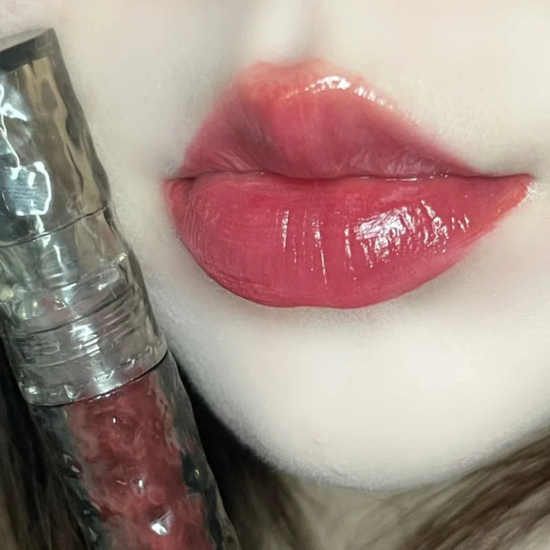 Rynx | Punk Juice Red Lip Gloss Black Mirror Glass Water Light Clear Lip Glass Waterproof Non-Sticky Liquid Lipstick Nude Lip Tint Makeup