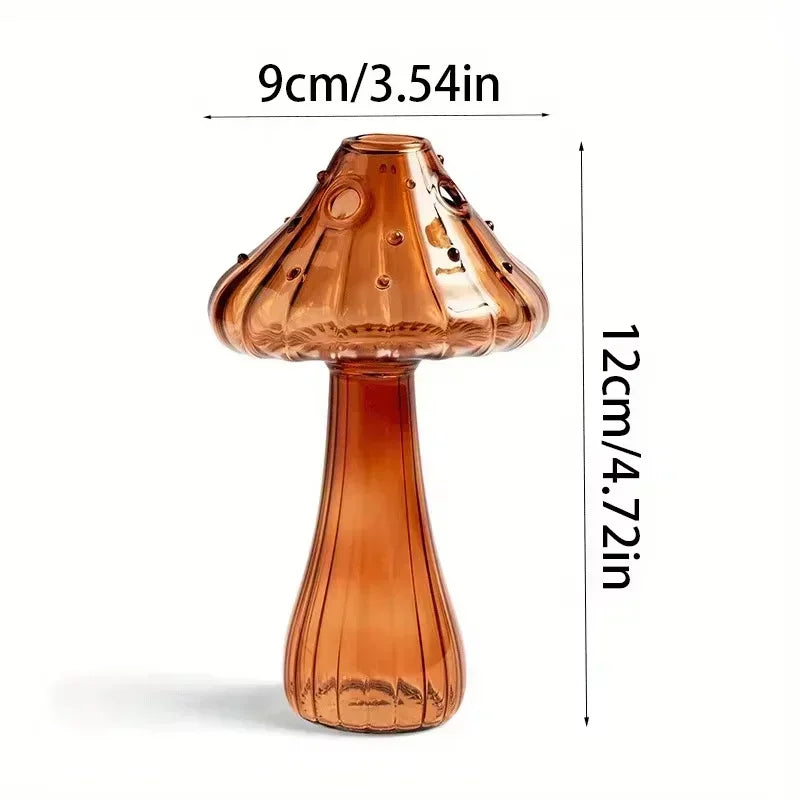 Rynx | Colorful Mushroom Vase Plant Glass Plant Bud Vase Decoration Home Glass Aromatherapy Vase Living Room Dining Room Desk