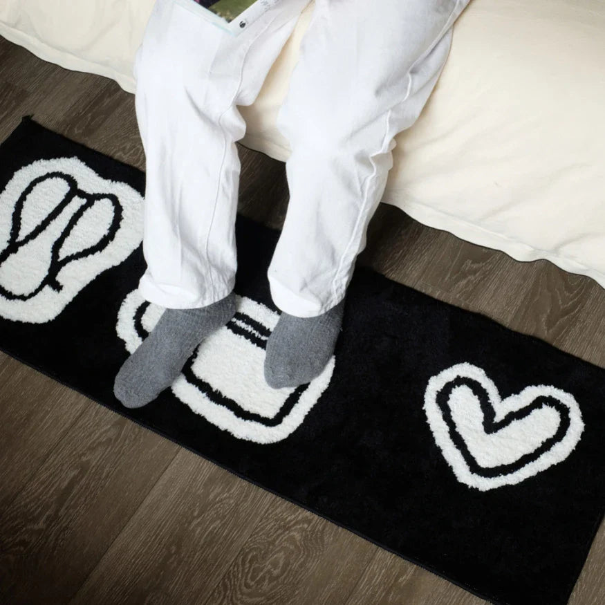 Rynx | Long Tufting Rug Cute Bedside Mat Soft Black White Blue Bedroom Living Room Rug Floor Mat Aesthetic Home Decor 40x120cm