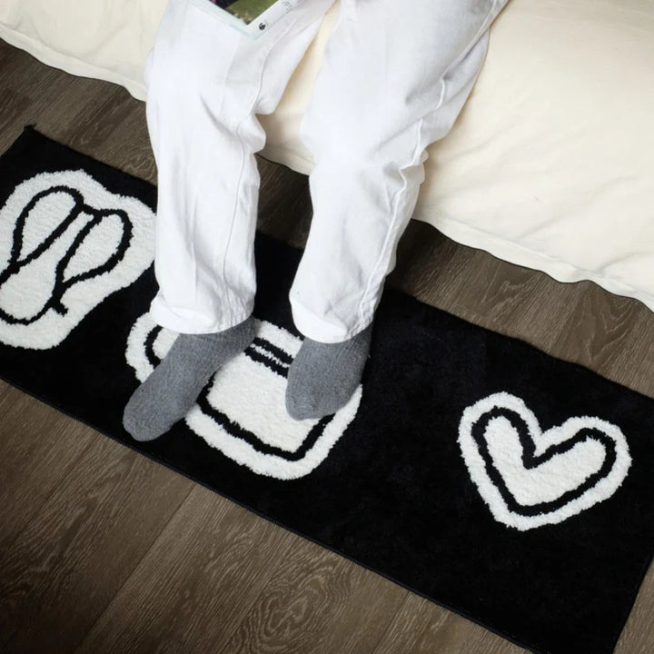Rynx | Long Tufting Rug Cute Bedside Mat Soft Black White Blue Bedroom Living Room Rug Floor Mat Aesthetic Home Decor 40x120cm