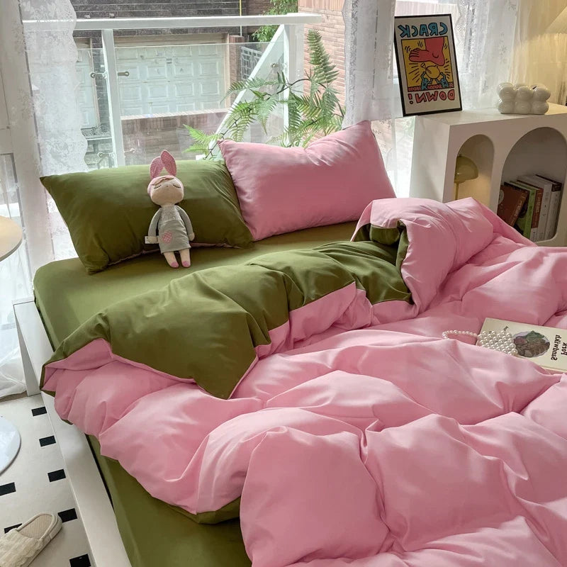 Rynx | Mashup color-grown cotton bedding set with pillowcase bed sheet single full bedding orange duvet cover queen/king double bed