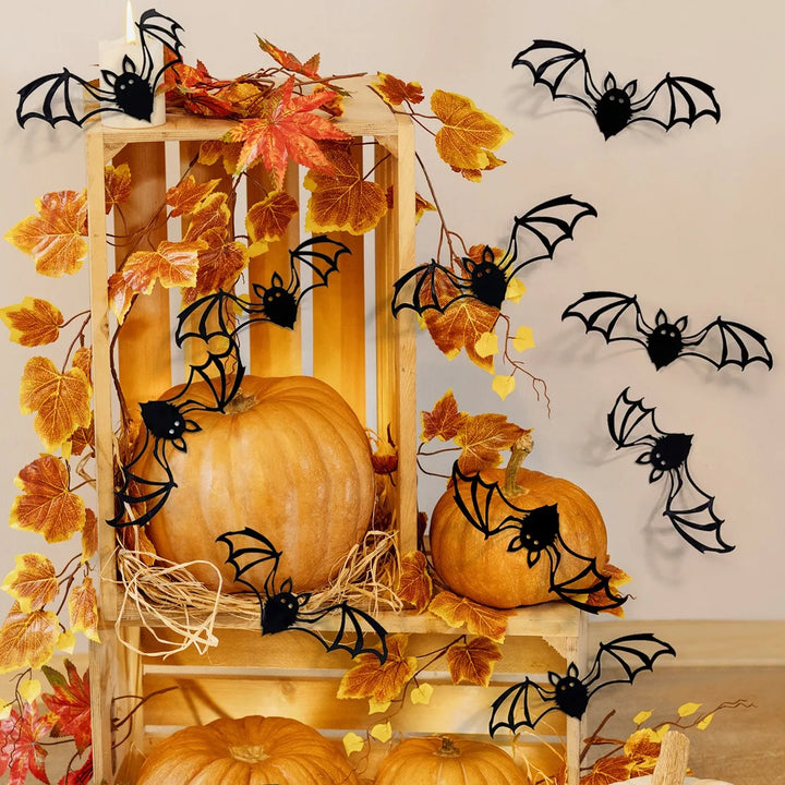 Rynx | Creative 3D Bat Wall Stickers Halloween Decorative Wall Stickers Happy Halloween Party Supplies Background Wall Decoration