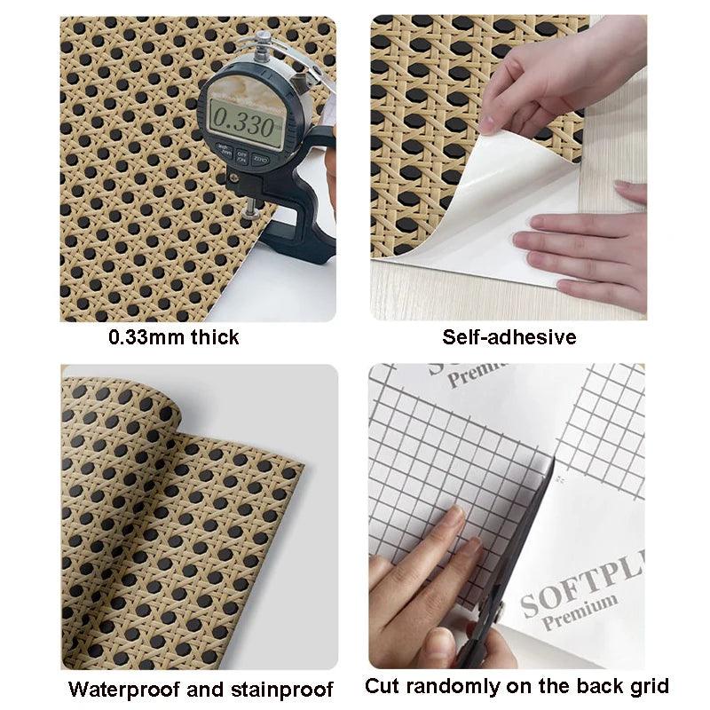 Lisslune | Bamboo pattern waterproof rattan contact paper for DIY furniture renovation and cabinet decoration