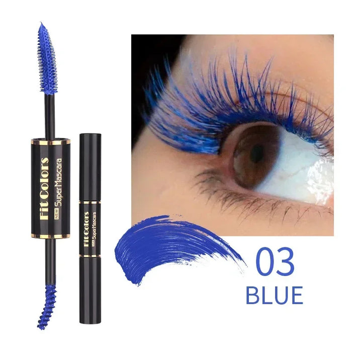 Rynx | 1pc Double Head Water Drying Colorful Mascara Eyelash Extension Thick Curl Quick Drying Long Lasting Blue Purple White Mascara