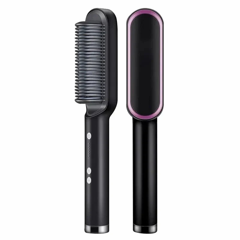 Lisslune | Hair Straightening Brush UK – 2-in-1 Thermal Comb Straightener & Curler with Adjustable Heat & Tourmaline Technology