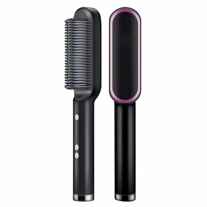 Lisslune | Hair Straightening Brush UK – 2-in-1 Thermal Comb Straightener & Curler with Adjustable Heat & Tourmaline Technology