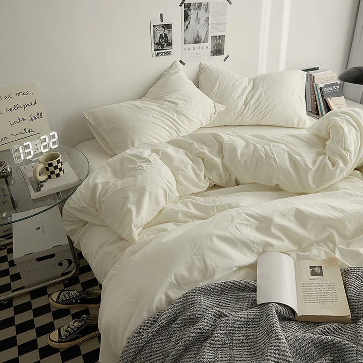 Rynx | Bedding set in double style color washed cotton bed sheet duvet cover 3-piece set bedspread set queen king size