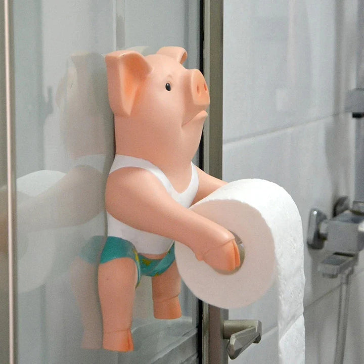 Rynx | Bathroom Accessories PVC Pig Style Toilet Paper Holder Shockproof Towel Box Household Paper Towel Holder Roll Spool Device