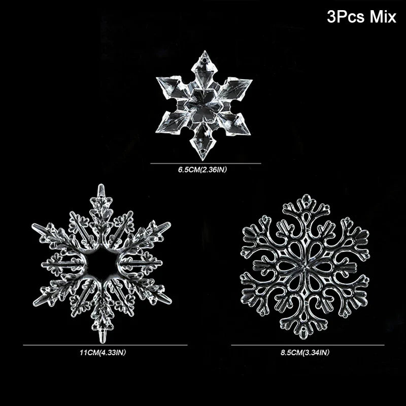 Rynx | 3 Piece Christmas Acrylic Snowflake Ornaments Transparent Xmas Tree Hanging Decorations Christmas Decorations for Home New Year