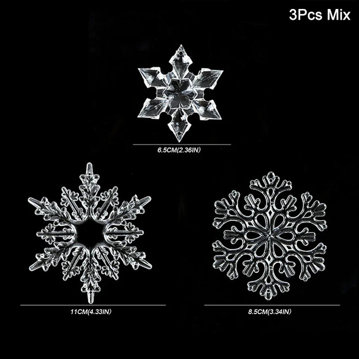 Rynx | 3 Piece Christmas Acrylic Snowflake Ornaments Transparent Xmas Tree Hanging Decorations Christmas Decorations for Home New Year