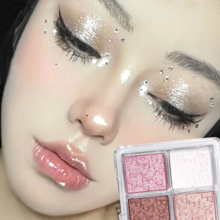 Rynx | 4 Colors Diamond Shimmer Highlighter Powder Palette Makeup Glow Face Contour Palette Illuminator Highlight Eyeshadow Cosmetics