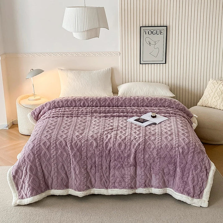 Rynx | Solid Fleece Blanket Bed Throw Blankets Thick Fluffy Warm Soft Travel Blanket Double Layer Plush Blanket Winter for Sofa Couch