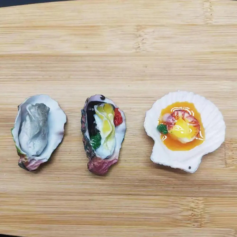 Lisslune | Realistic Flat Shell BBQ Oyster Miniature Model - Perfect for Creative Projects