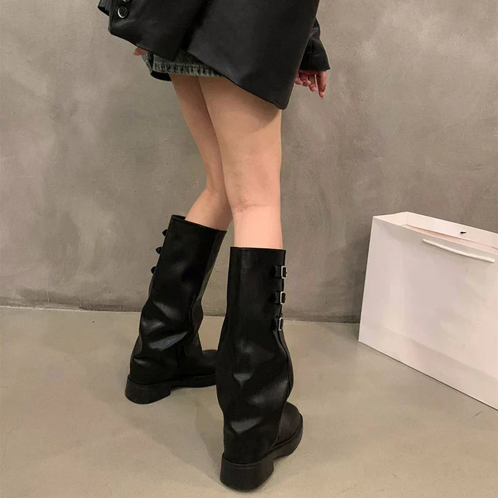Lisslune | Retro Style Knee-High Boots Women Fashion Women Slip-On Knight Long Boots Autumn Winter Women Footwear