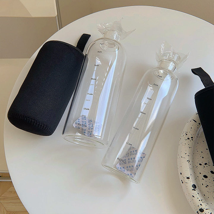 Lisslune | Time Scale Heat-Resistant Glass Water Bottle
