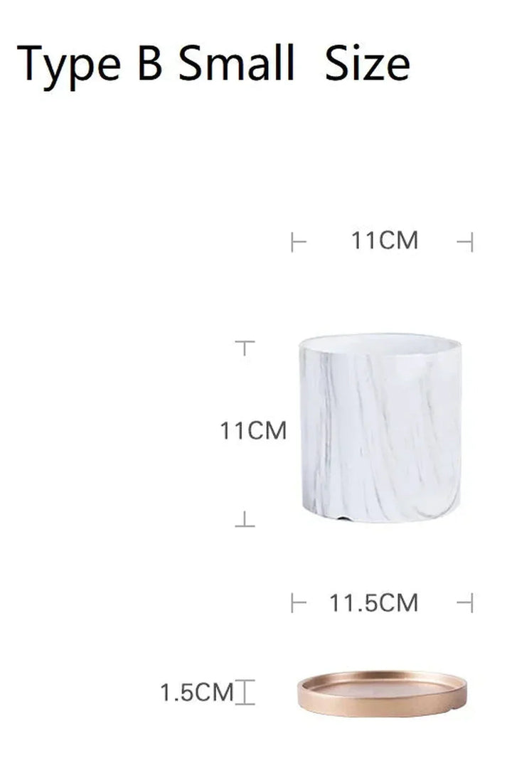 Lisslune | Marble Gold Leaf Plant Pot Set